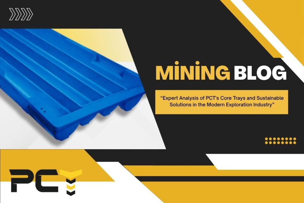 A close-up of a premium HQ core tray filled with a pristine, cylindrical rock core sample.