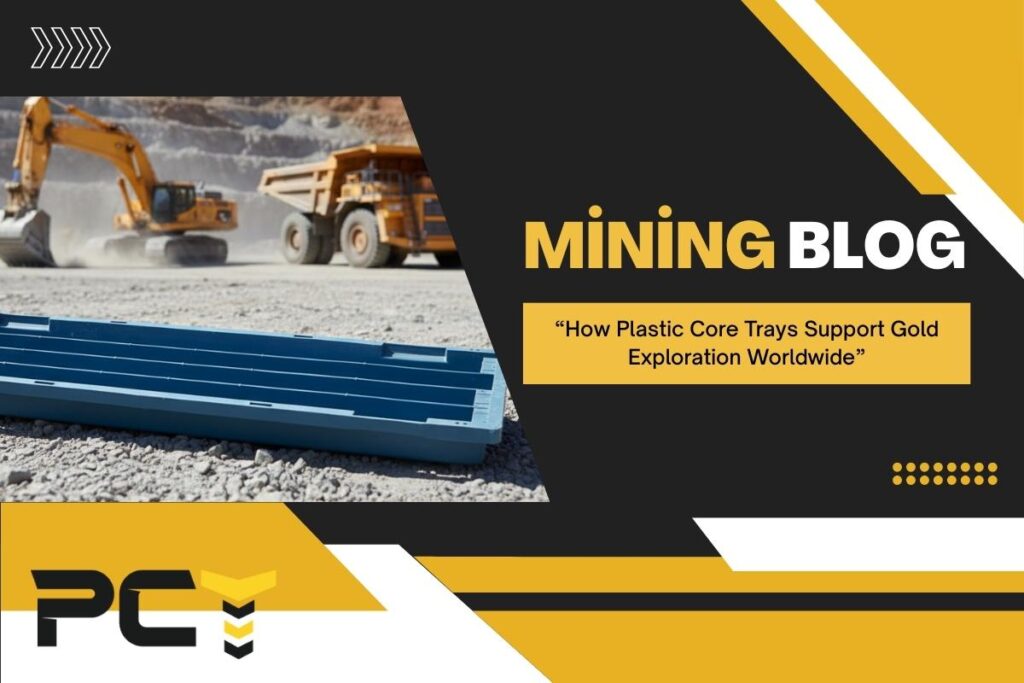 A durable plastic core tray with multiple sample compartments, designed for stacking.